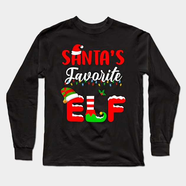 Funny Santa's Favorite Elf Squad Christmas Pajama Matching Long Sleeve T-Shirt by _So who go sayit_